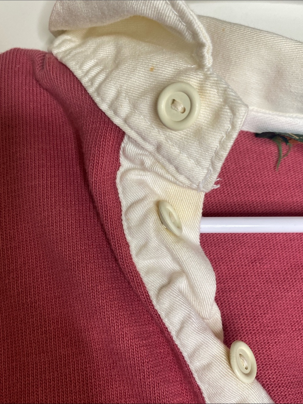 Vintage J. Crew Cropped Two-Tone Polo Top in Pink and Cream - Picture 3 of 5